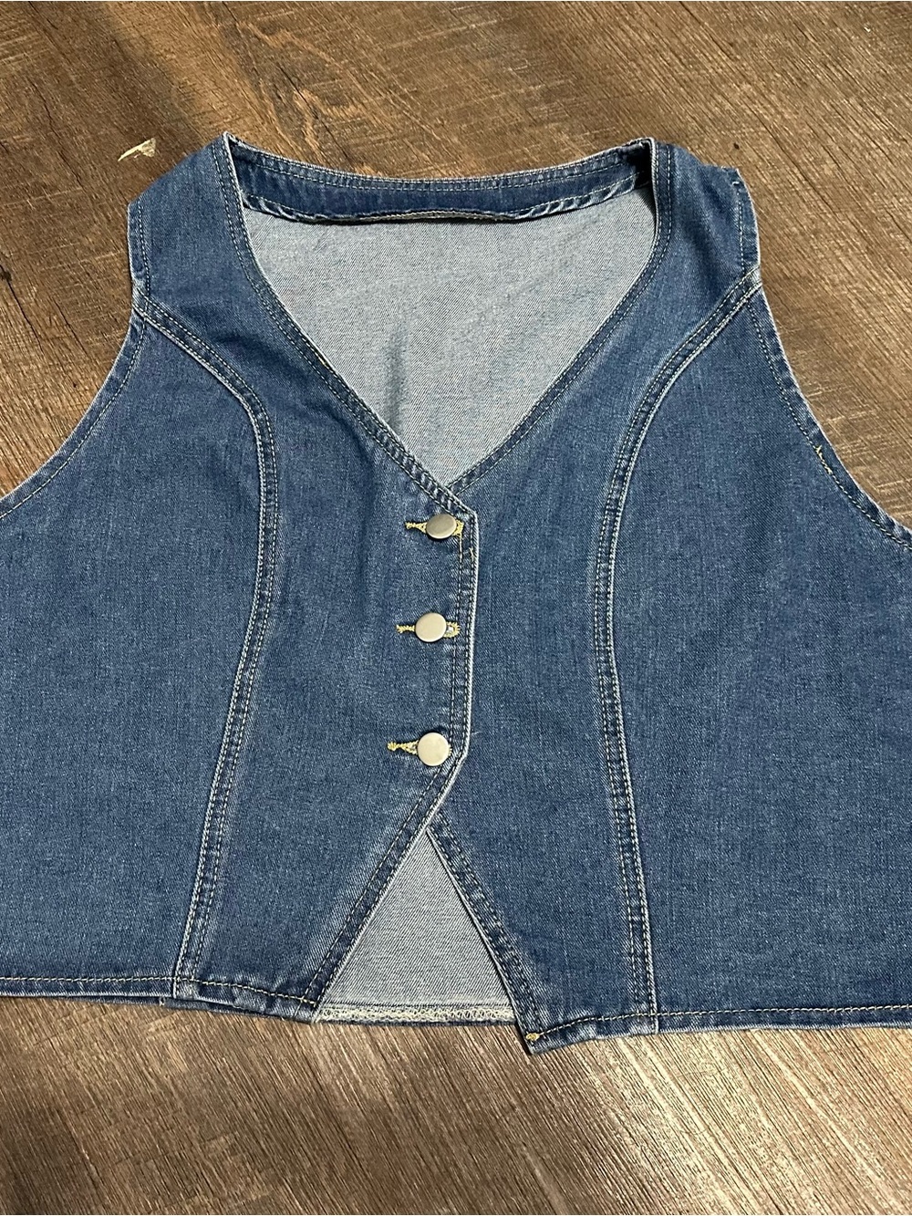 Classic Blue Denim Vest - Women's Button Front Waistcoat